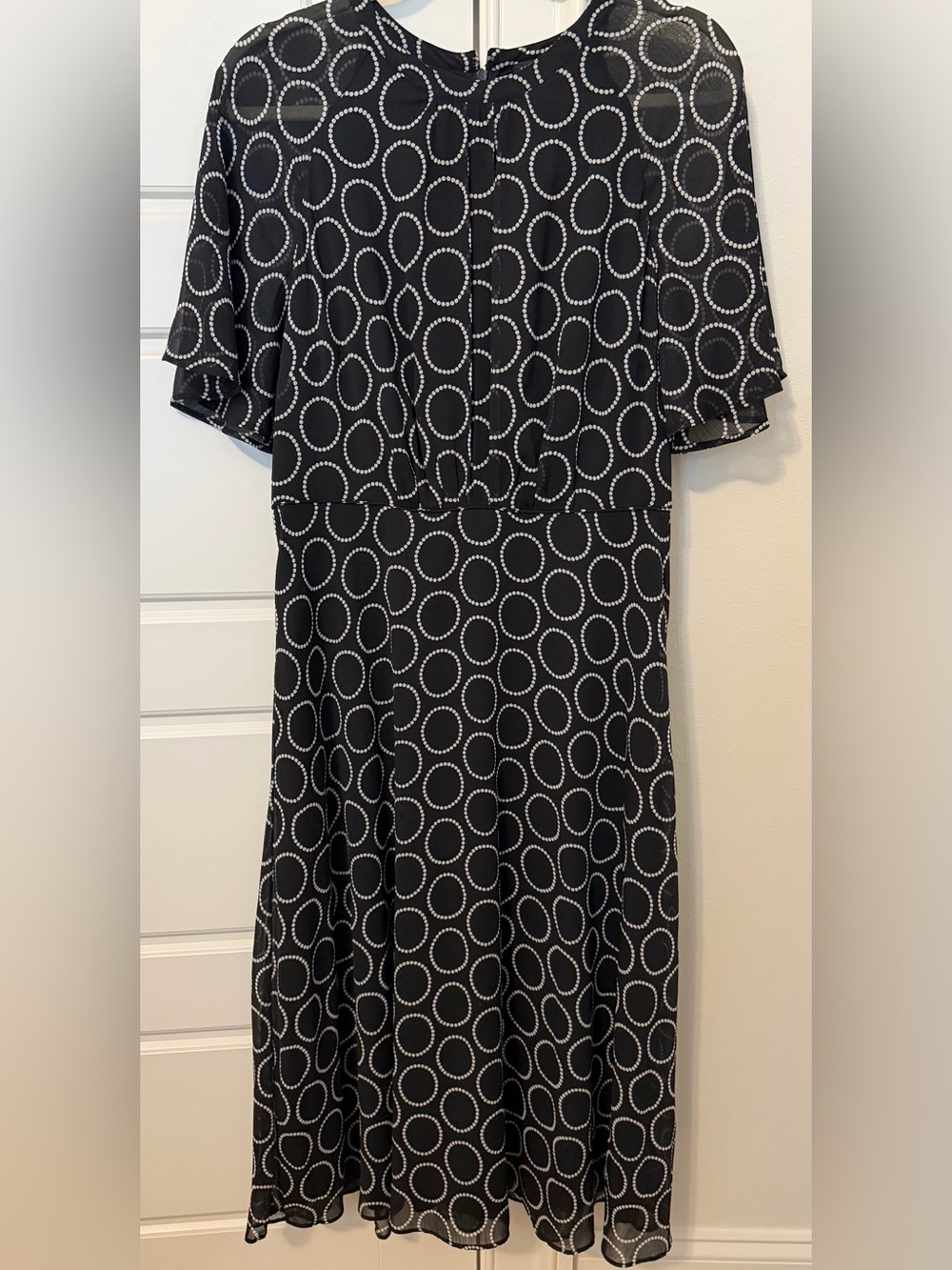 Ann Taylor Navy Midi Dress with White Circle Print